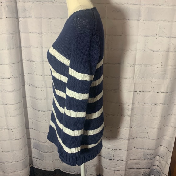 LOFT Ann Taylor Striped Blue White Knitted Sweater - Picture 4 of 6